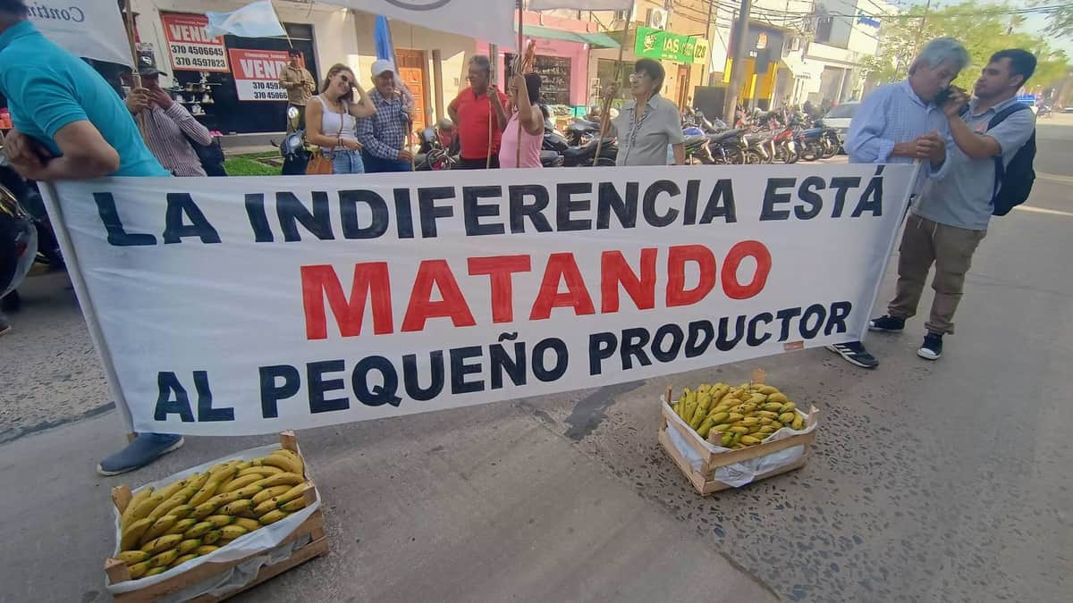 Los bananeros formoseños le fueron a contar a Insfrán que hay productores vendiendo su chacra para poner un quiosco, pero se volvieron sólo con un 0-800 para llamar
