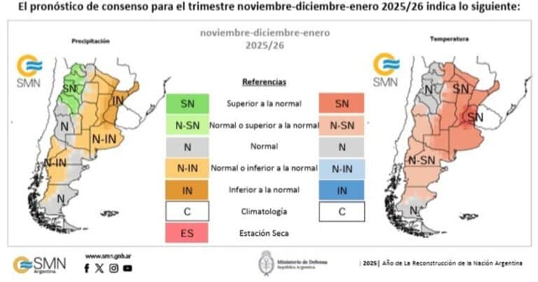 Anticipan lluvias inferiores a lo normal en el Litoral y temperaturas más elevadas en el centro y norte del país