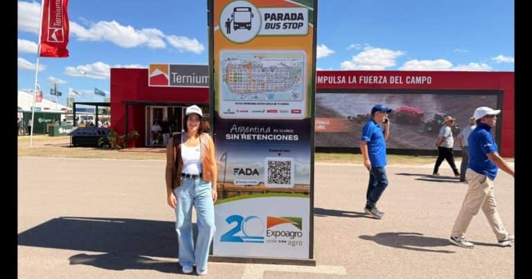 Fada difundió sus mensajes sobre retenciones en la cartelería de Expoagro