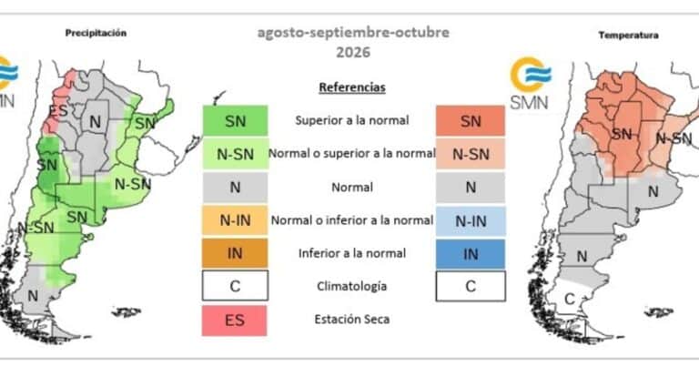 Anticipan un trimestre con más lluvias en la región pampeana y temperaturas superiores a lo normal en el norte del país