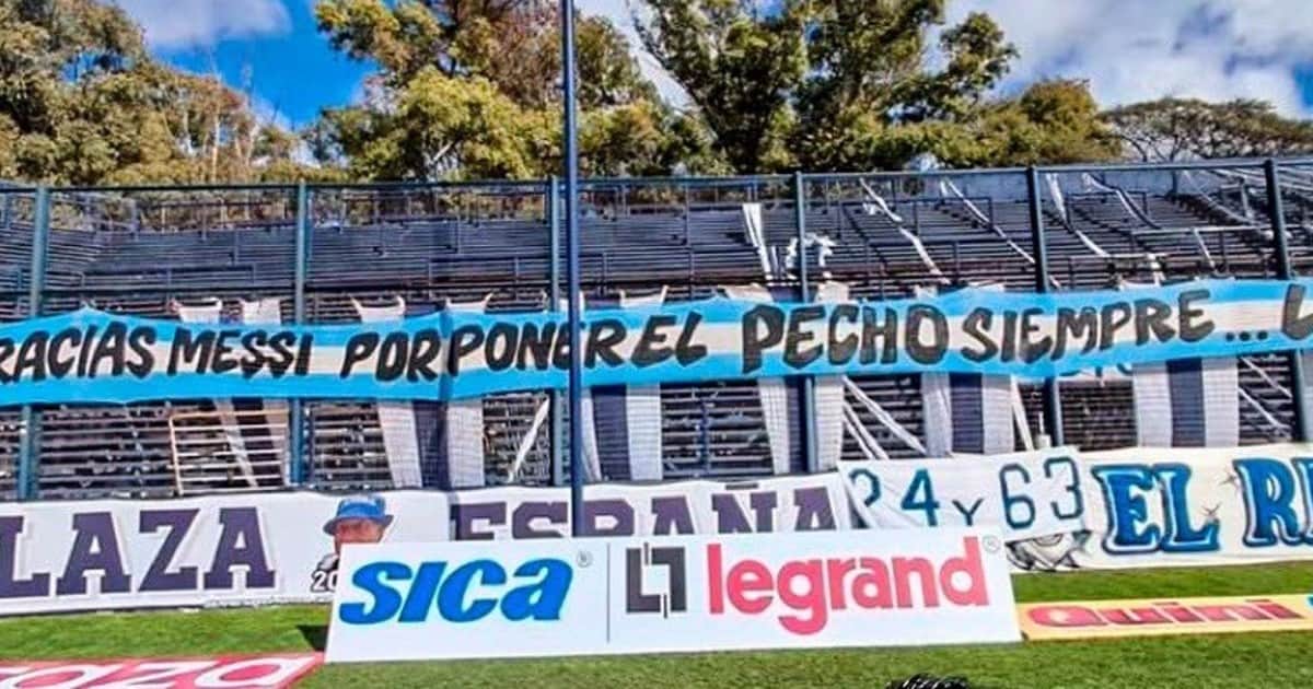 La bandera de Gimnasia para Messi con una gastada a Estudiantes