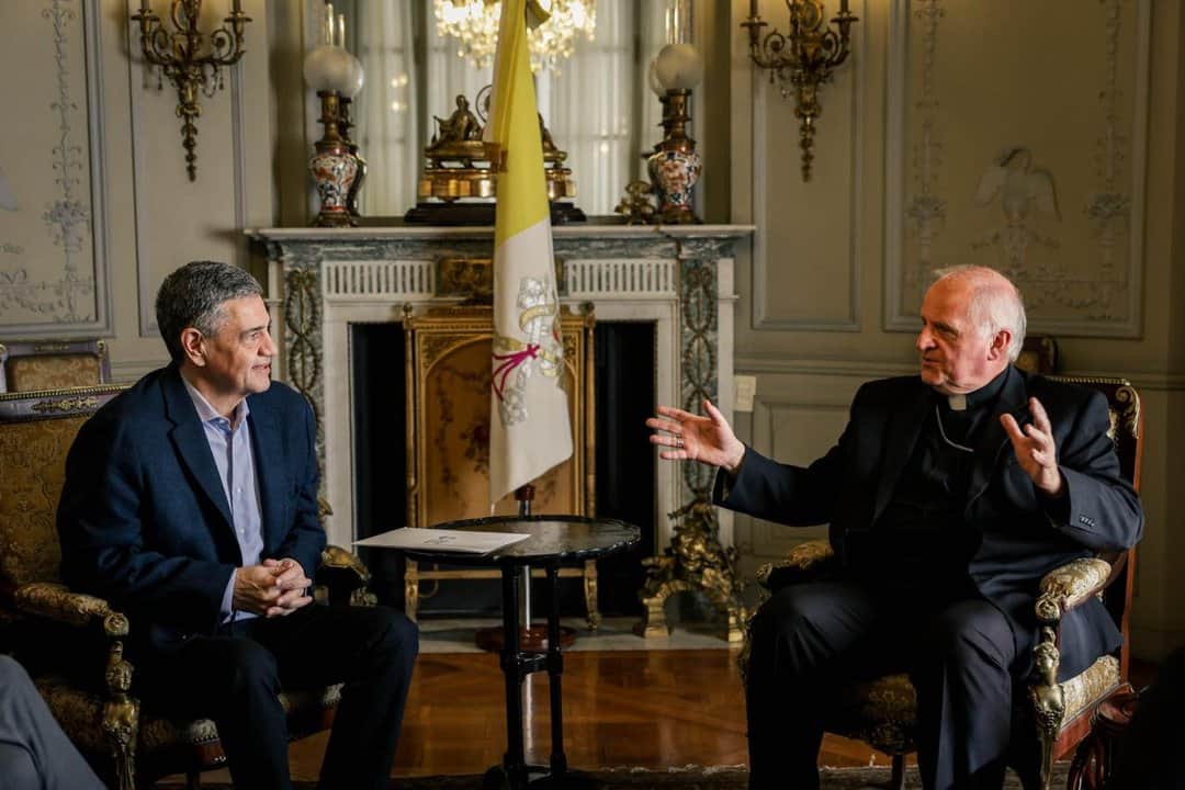 Jorge Macri tuvo su primer encuentro con el nuevo nuncio apostólico Michael Wallace Banach