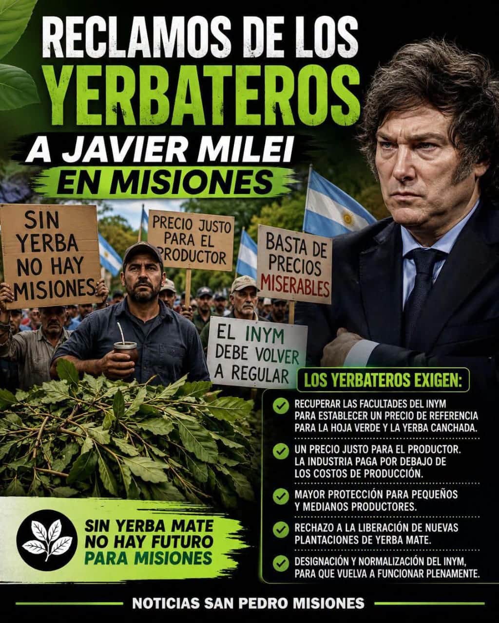 “Que tenga el coraje de recibirnos”: Yerbateros preparan un tractorazo ante la visita de Milei a Misiones (la primera desde que asumió) para reclamar por la crisis del sector
