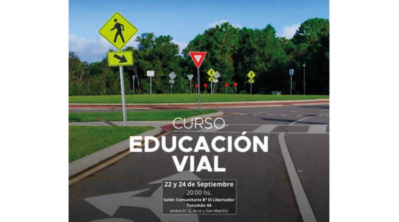 El Municipio invita a nuevo curso de educación vial, este martes y el jueves en barrio El Libertador