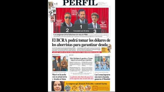 La tapa del Diario PERFIL del domingo 30 de agosto de 2026