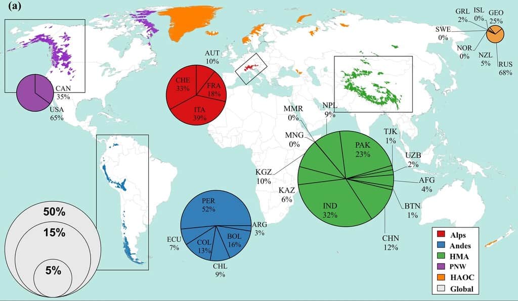 El mapa de los GLOF que hay en el mundo deja algo claro: hay 15 millones de personas bajo la amenaza de los lagos glaciares