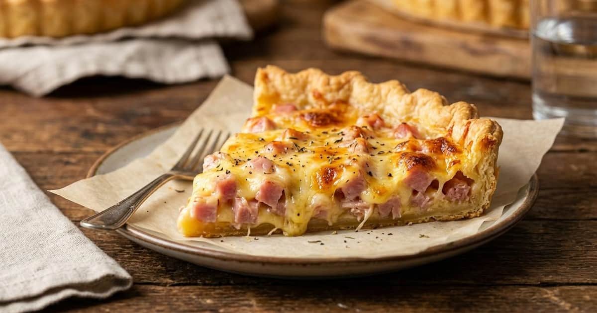 Tarta de jamón y queso sin huevo